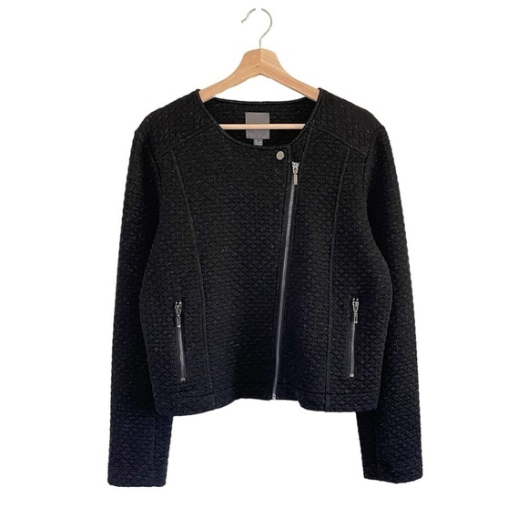 NWT Lyssé Devoe Quilted Tailored Moto Jacket Heather Black Large - Picture 6 of 16